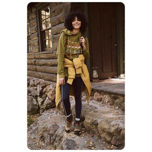 Free People Movement Green Powder Bunny Ski Bum Oversized Knit Hooded Sw…